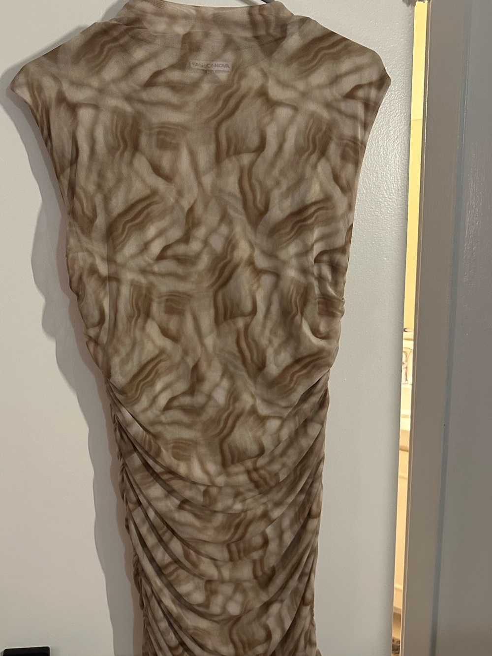 Fashion Nova Brown Marble-Effect Mesh Top